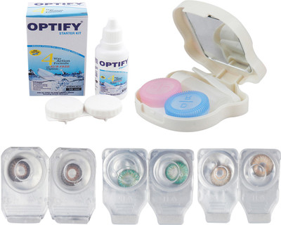 

Optify Combo Pack Monthly Color Contact Lens With Travel Kit Monthly Contact Lens(1, Brown-Green-Honey, Pack of 3)