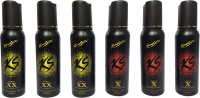 

KamaSutra Single X and Double XX (pack of 6) Perfume Body Spray - For Men & Women(120 ml, Pack of 6)