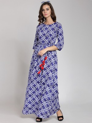 PLUSS Women Maxi Blue Dress