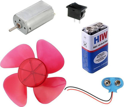 

Gadget Deals Big size high speed DC hobby motor + wider fan propeller + Switch + 9v batery and connector for DIY fan projects Educational Electronic Hobby Kit