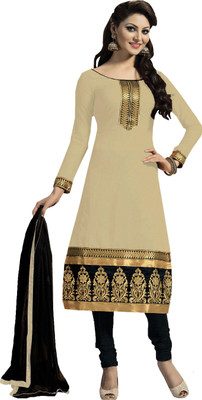 

Zombom Chanderi Embroidered Salwar Suit Dupatta Material(Un-stitched), Beige