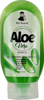

The Legend Organic Moisturising & Soothing Aloe Vera Gel - 120ml - Unisex - All Skin Types - 99% Pure gel - Cold Pressed - Gel for Skin & Hair - Packed with 200 active Compounds - Safe - Tested & Certified(120 ml)