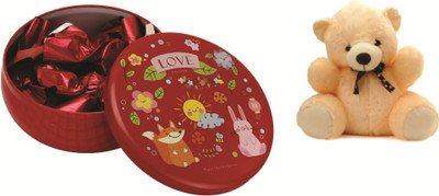 

Skylofts 13pcs Chocolates Round Tin Box with teddy bear Chocolate Gift Pack Combo(110gms)