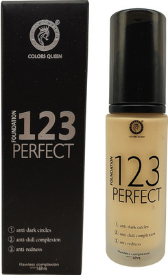 

colors queen 123 Perfect Foundation Anti Dark Circle, Anti Dull Complexion, Anti Redness For All Skin Type Smudgeproof Foundation(Ligh skin)