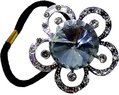 

Proplady Kohinoor Collection Silver Rhinestone & Zircons Stud Stylish Elastic Hair Ponytail Band,Hair Tie for Girls & Women|Wedding Hair Rubber Band, Hair Accessory Set, Braid Extension, Bun Clip(Silver)