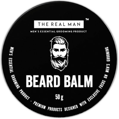 

THE REAL MAN All New Beard Balm Leave-in Conditioner - All Natural Almond Oil | Jojoba Oil | Olive Oil | Sunflower Oil | Fragrances with Bees Wax |Shea Butter | Coco Butter. 100% Organic. Wax(50 g)