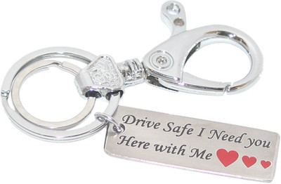 Aura Imported Full Metal Single Sided Drive Safe Engrave Keyring For Women & Men Key Chain
