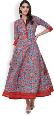 Vishudh Women Printed Anarkali Kurta(Multicolor)