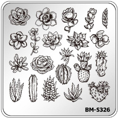 

Bundle Monster Botanicals Moth Mosaic Nail Art Stamping Cactus Heart Flower Leaves BM-S326(Silver)