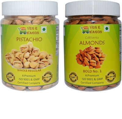 

Veg E Wagon Pista Whole Regular & Almonds Bold No 1 (250 Each) Pistachios, Almonds(500 g, Mason Jar)