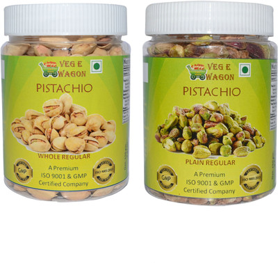 

Veg E Wagon Pista Whole Regular & Pista Plain Regular (250 Each) Pistachios, Pistachios(500 g, Mason Jar)