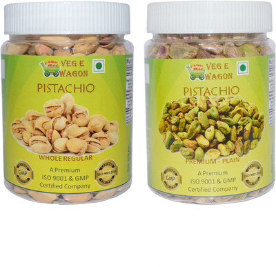 

Veg E Wagon Pista Whole Regular & Pista Premium Plain (250 Each) Pistachios, Pistachios(500 g, Mason Jar)