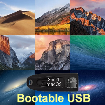 

OSGuru 8IN1MO2LI 8-in-1 64GB bootable USB 3.0 pen drive for Re-install/Recover/Upgrade/Downgrade of macOS Mojave, High Sierra, Sierra, El Capitan, Yosemite, Mavericks, Mountain Lion & Lion (64-Bit)