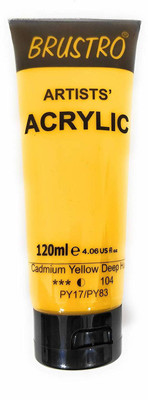 BRuSTRO Artists' Acrylic 120ml Cad Yellow Deep Hue(Set of 1, Cadmium Yellow Deep Hue)