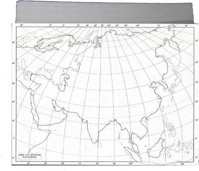 CRAFTWAFT OUTLINE PHYSICAL MAP OF ASIA BLANK A4 67 gsm Project Paper(Set of 100, White)
