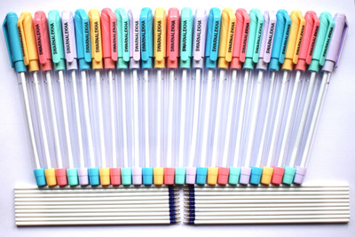 Swarnalekha Mix-Grip Blue Pen 25 Pieces & Extra 20 Pieces All-Fit Refill, Rubber Grip Blue ink Ball Pen(Pack of 45, Ink Color - Blue)