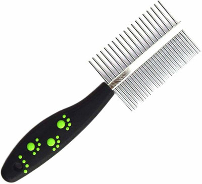 

Foodie Puppies Paw Print Handle Double Side Steel Needles Dog Comb Pet Rake Comb Hairbrush Grooming for Dogs Cat Cleaning Supplies Basic Comb for Dog