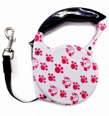 

Kolorfish Retractable 16ft Dog Walking Leash for S/M/L Size Dogs up to 110lbs (Dog Print) 500 cm Dog Strap Leash(Black)