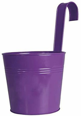 TrustBasket Plain Round Railing Planters/pots - Purple Plant Container Set(Metal)