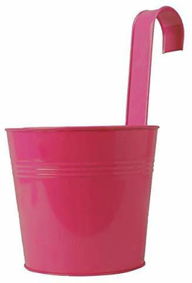 TrustBasket Plain Round Railing Planters/pots - Pink Plant Container Set(Metal)