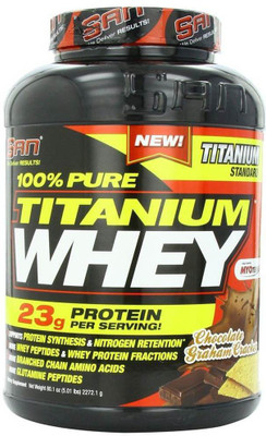 

SAN 100% Pure Titanium 5lbs Whey Protein(2.268 g, Chocolate Graham Cracker)
