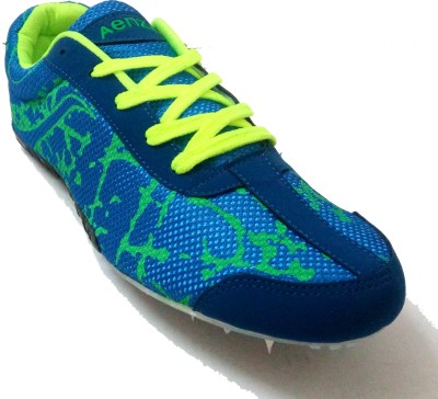 Aenza Multi Sports Unisex Light Weight Athletic Spike Running Shoes With PU Sole - Fluoroscent Blue Football Shoes For Men(Multicolor)