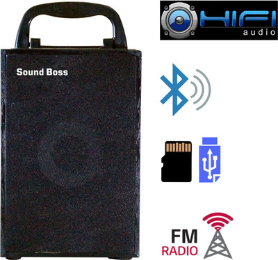 Sound Boss WOODEN WIRELESS POWERFUL STEREO SD/USB/FM 10 W Bluetooth Speaker(Black, Stereo Channel)