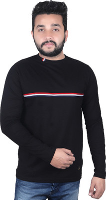 Kore Cloting Point Solid Men Round Neck Black T-Shirt