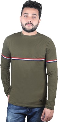 Kore Cloting Point Solid Men Round Neck Dark Green T-Shirt