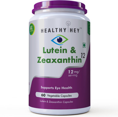 

HealthyHey Nutrition Lutein 10 mg with Zeaxanthin - Support Eyes Health - 60 Veg. Capsules (Pack of 1)(12 mg)