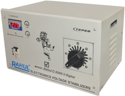 

Rahul C-5000 c5 Digital 5 KVA/20 Amp 90-260 Volt Mainline Use Up to 5 KVA Load Autocut Raf & Taf Copper Digital Autocut Voltage Stabilizer(Gray)