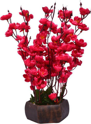 

paradise para-flw-38 Red Magnolia Artificial Flower with Pot(12 inch, Pack of 1)