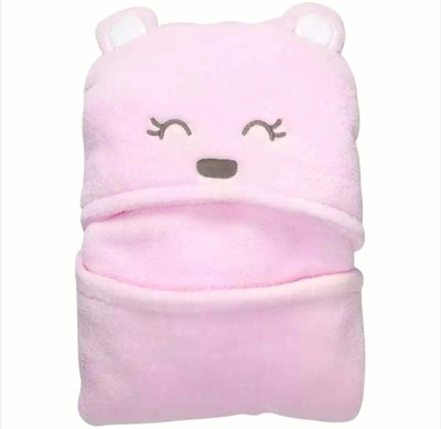 BRANDONN Cartoon Single Hooded Baby Blanket for  AC Room(Microfiber, Pink)