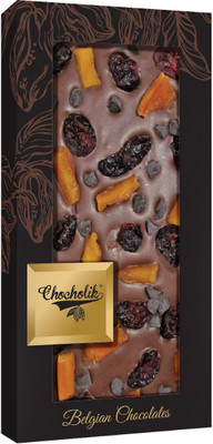 

Chocholik Belgium 35% Milk Cranberry & Mango with Choco Chips Chocolate Bar 100gm (3.5Oz) Bars(100 g)