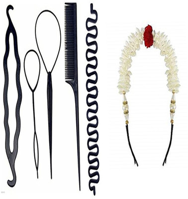

S R Enterprises hair fashion gajra and snake diy kit tools [pack of 6pcs](Set of 6)