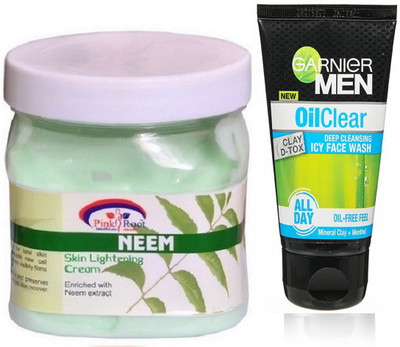 

Pink Root Neem Cream 500g WITH Garnier Oil Clear Facewash(Set of 2)