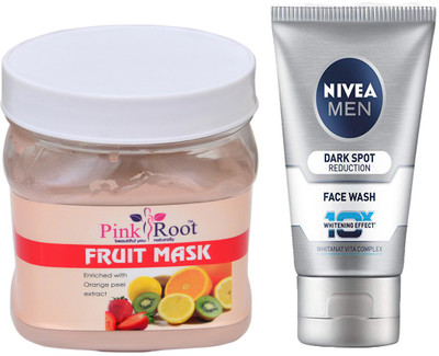 

Pink Root Fruit Mask 500ml WITH Nivea Men Dark Spot Reduction Face Wash(Set of 2)