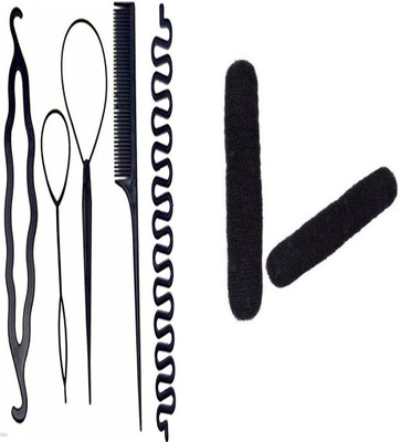 

S R Enterprises hair snake donuts and diy kit tools [pack of 7pcs](Set of 7)