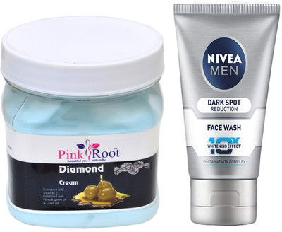 

Pink Root Diamond Cream 500ml WITH Nivea Men Dark Spot Reduction Face Wash(Set of 2)