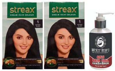 

MISTER BEARD ANTI HAIR FALL CONDITIONER WITH STREAX REGULAR NATURAL BLACK (1) X 2(Set of 3)