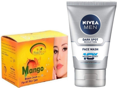 

Pink Root Mango Bleach 250g WITH Nivea Men Dark Spot Reduction Face Wash(Set of 2)