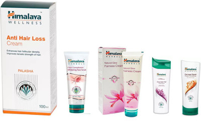 

Himalaya anti hair loss cream, clear complexion face scrub, natural glow face cream, anti hair fall shampoo, damge conditionar(Set of 5)