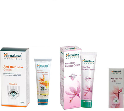 

Himalaya anti hair loss ,kesar facewash, natural glow fairness cream, anti hair fall oil(Set of 4)
