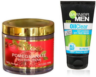 

Pink Root Pomegranate Cream 100g WITH Garnier Oil Clear Facewash(Set of 2)