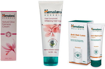 

Himalaya anti hair loss cream, clear complexion face scrub, natural glow face cream(Set of 3)