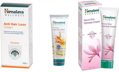 

Himalaya anti hair loss cream, kesar face wash, natural glow face cream(Set of 3)