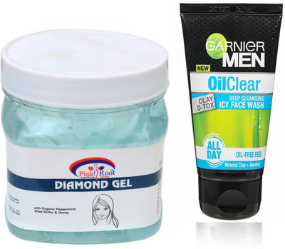 

Pink Root Diamond Gel 500g WITH Garnier Oil Clear Facewash(Set of 2)