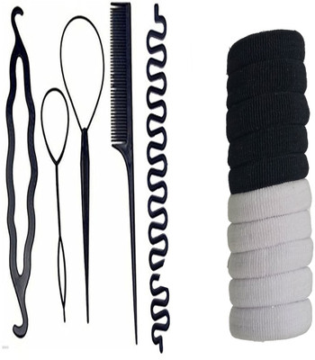 

S R Enterprises hair accessories diy kit bllack ruber band (pack of 1pcs )(Set of 15)