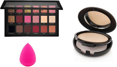 

Ladymode Rose Gold Edition Eyeshadow Palette - 18 Shades And . Fix Powder Plus Compact And Blender Powder concealer Foundation Puff Sponge(Set of 3)