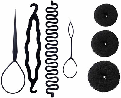 

sr enterprises hair snake diy kit tools juda maker and dounts puff maker [pack of 7](Set of 7)